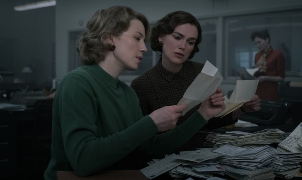 Carrie Coon and Keira Knigthley play reporters from Scituate and Milton in "Boston Strangler," streaming on Hulu. 