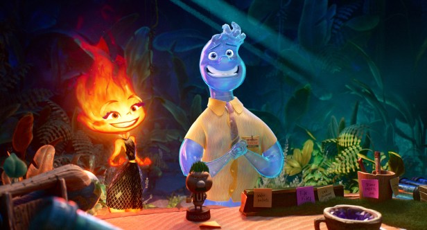 “Elemental” features the voices of Leah Lewis and Mamoudou Athie as Ember and Wade, respectively. (Disney/Pixar)