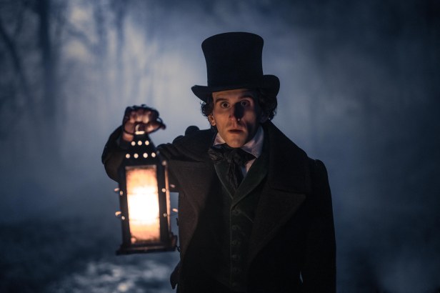 Harry Melling as a creepy Edgar Allen Poe, who was born in Boston, in "The Pale Blue Eye." (Scott Garfield/Netflix)