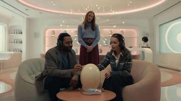 Emilia Clarke, Chiwetel and Rosalie Craig in a scene from "The Pod Generation. (Andrij Parekh photo)