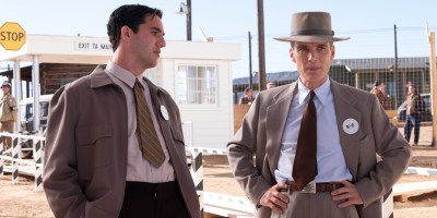 Benny Safdie is Edward Teller and Cillian Murphy is J. Robert Oppenheimer in OPPENHEIMER, written, produced, and directed by Christopher Nolan.