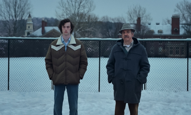 Dominic Sessa and Paul Giamatti as Paul Hunham in director Alexander Payne’s 'The Holdovers."