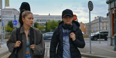 Eve Hewson and Orén Kinlan in "Flora and Son," premiering Sept. 29 on Apple TV+.