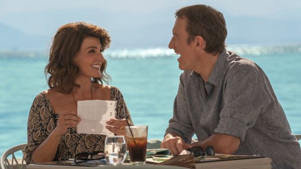 Nia Vardalos and John Corbett enjoy a laugh in a scene from "My Big Fat Greek Wedding 3."