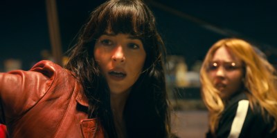 Dakota Johnson and Sydney Sweeney appear in a scene from "Madame Web."