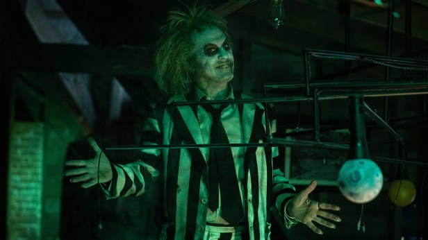 Michael Keaton as Beetlejuice in “Beetlejuice Beetlejuice.” (Parisa Taghizadeh/Warner Bros. Pictures)