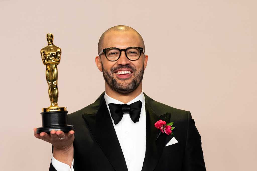 Cord Jefferson poses backstage with the Oscar® for Adapted Screenplay during the live ABC telecast of the 96th Oscars® at Dolby® Theatre at Ovation Hollywood on Sunday, March 10, 2024.
Filename
96_PR_0029.jpg
Credit/Provider
Michael Baker / ©A.M.P.A.S.
Copyright