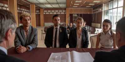 From left, Samson Selim stars as Ali, Vladimir Tintor as Toni, Anamaria Marinca as Dita, and Sara Klimoska as Elena in director Goran Stolevski’s "Housekeeping for Beginners." (Viktor Irvin Ivanov/Focus Features)