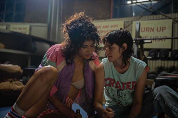 Katy O’Brian and Kristen Stewart in "Love Lies Bleeding" (A24)