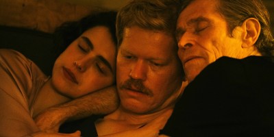 Margaret Qualley, Jesse Plemons and Willem Dafoe in "Kinds of Kindness." (Atsushi Nishijima/Searchlight Pictures)