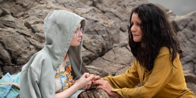 A mother (Julia Louis-Dreyfus, right) and her teenage daughter (Lola Petticrew) must confront Death when it arrives in the form of an astonishing talking bird in "Tuesday." (Photo from A24)