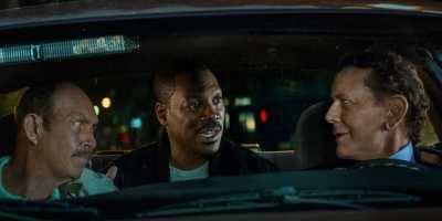 Eddie Murphy as Axel Foley, John Ashton as Chief John Taggart and Judge Reinhold as Billy Rosewood in "Axel F," about a Detroit cop solving crime sin Beverly Hills.