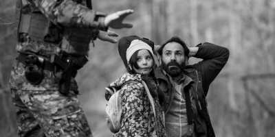 Jalal Altawil, left and Talia Ajjan in “Green Border.” (Agata Kubis/Kino Lorber)