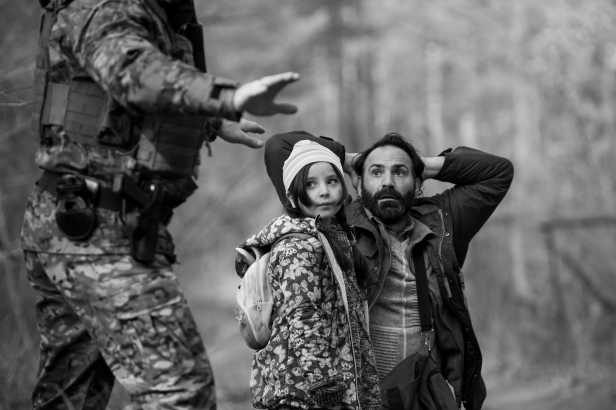 Jalal Altawil, left and Talia Ajjan in “Green Border.” (Agata Kubis/Kino Lorber)