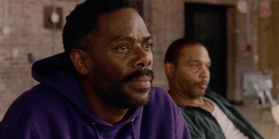 In “Sing Sing,” Colman Domingo (left, with Clarence Maclin) plays an inmate who starts a theater company. (A24)