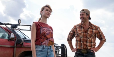 Kate (Daisy Edgar-Jones) and Tyler (Glen Powell) in "Twisters," directed by Lee Isaac Chung. (Melinda Sue Gordon/Universal Pictures)
