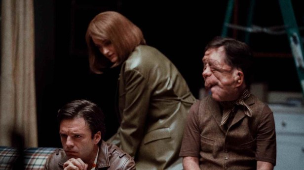 Sebastian Stan, Renate Reinsve, and Adam Pearson in "A Different Man." (Matt Infante)