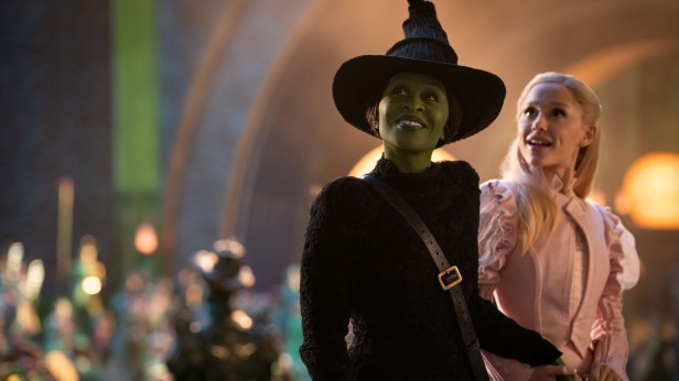 Cynthia Erivo is Elphaba and Ariana Grande is Glinda in "Wicked." (Giles Keyte/Universal Pictures)