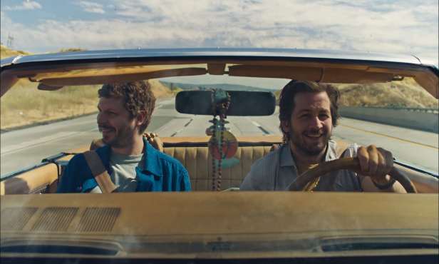 Michael Cera and Michael Angarano in a scene from the indie road-trip comedy "Sacramento." (Vertical)