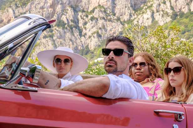 Blake Lively, Michele Morrone, Alex Newell and Anna Kendrick in “Anoth/er Simple Favor.” (Lorenzo Sisti)