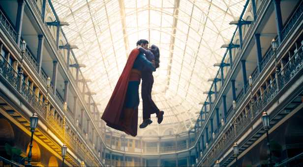 David Corenswet and Rachel Brosnahan in "Superman." (Warner Bros. Pictures)
