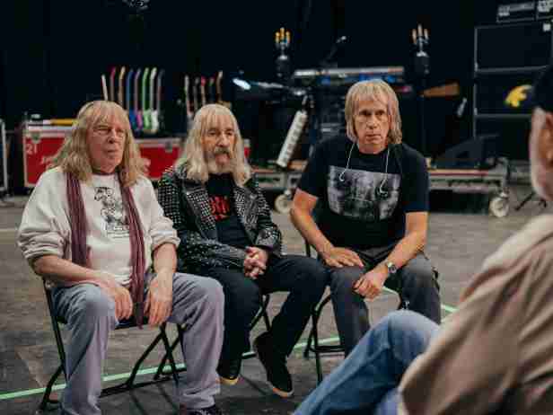 From left: David St. Hubbins (Michael McKean), Derek Smalls (Harry Shearer) and Nigel Tufnel (Christopher Guest) in a scene from “Spinal Tap II: The End Continues.” (Kyle Kaplan/Bleecker Street)