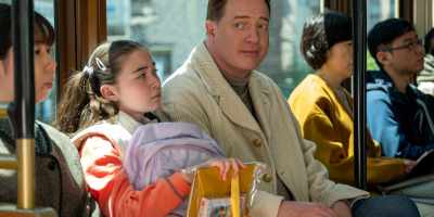 Shannon Gorman and Brendan Fraser in "Rental Family." (James Lisle/Searchlight Pictures)