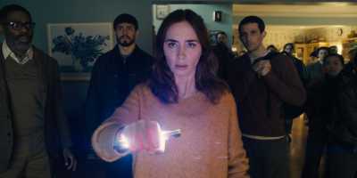 Colman Domingo, Tommy Martinez, Emily Blunt and Josh O'Connor in "Disclosure Day." (Universal Pictures)