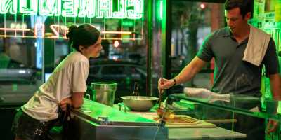 Monica Barbaro and Callum Turner in “One Night Only.” (Nicole Rivelli/Universal Studios)